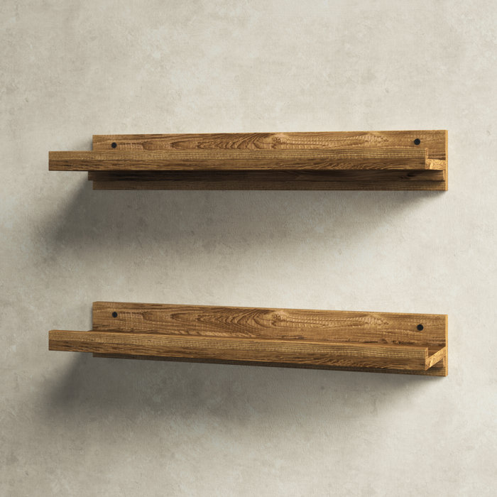 Birch Lane™ Aldred 2 Piece Pine Solid Wood Floating Shelf & Reviews